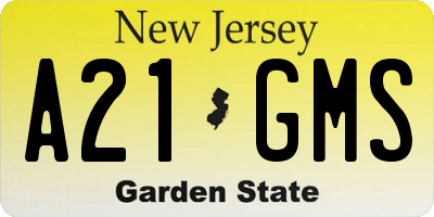 NJ license plate A21GMS