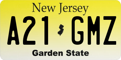 NJ license plate A21GMZ