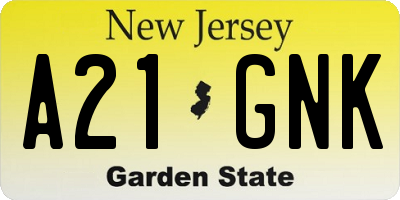 NJ license plate A21GNK