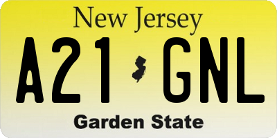 NJ license plate A21GNL