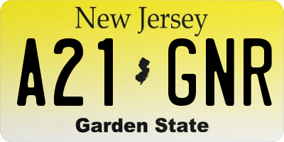 NJ license plate A21GNR