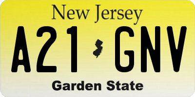 NJ license plate A21GNV