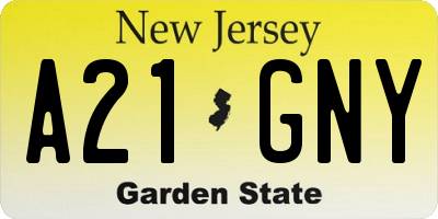 NJ license plate A21GNY