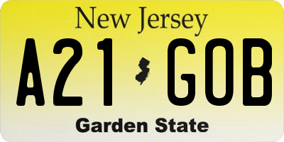 NJ license plate A21GOB