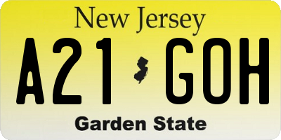 NJ license plate A21GOH