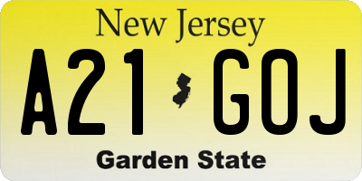 NJ license plate A21GOJ