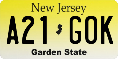 NJ license plate A21GOK