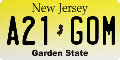 NJ license plate A21GOM