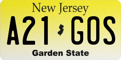 NJ license plate A21GOS