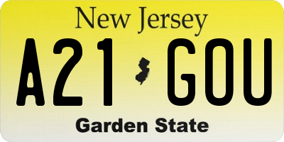 NJ license plate A21GOU
