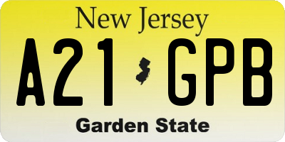 NJ license plate A21GPB