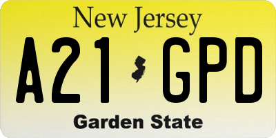 NJ license plate A21GPD