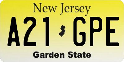 NJ license plate A21GPE