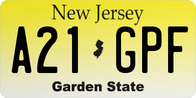 NJ license plate A21GPF