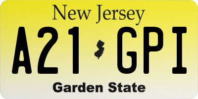 NJ license plate A21GPI