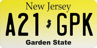 NJ license plate A21GPK
