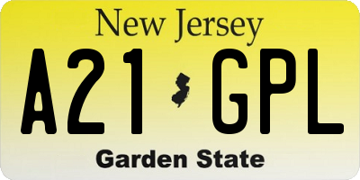 NJ license plate A21GPL