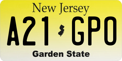 NJ license plate A21GPO