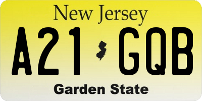 NJ license plate A21GQB