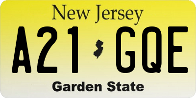 NJ license plate A21GQE