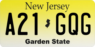 NJ license plate A21GQG