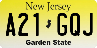NJ license plate A21GQJ