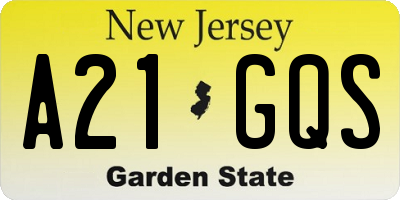NJ license plate A21GQS