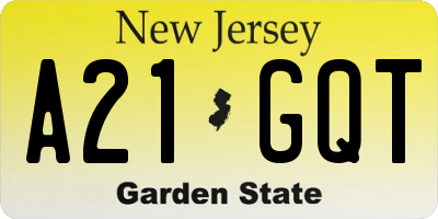 NJ license plate A21GQT