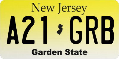 NJ license plate A21GRB