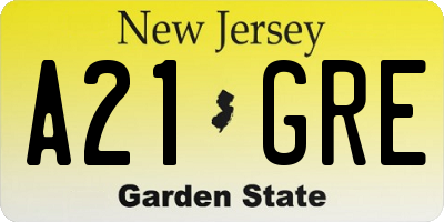 NJ license plate A21GRE