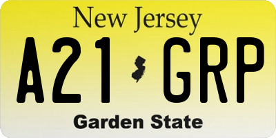 NJ license plate A21GRP