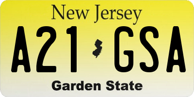 NJ license plate A21GSA