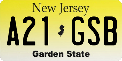 NJ license plate A21GSB