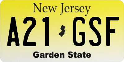 NJ license plate A21GSF