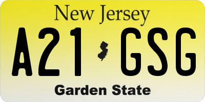 NJ license plate A21GSG