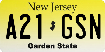 NJ license plate A21GSN