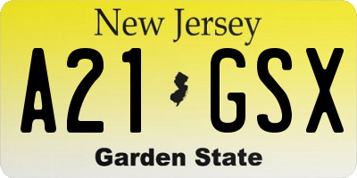 NJ license plate A21GSX