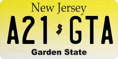 NJ license plate A21GTA
