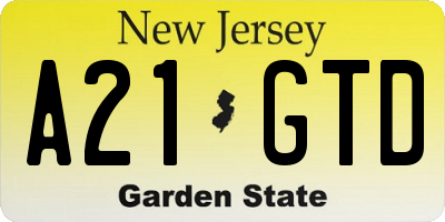 NJ license plate A21GTD