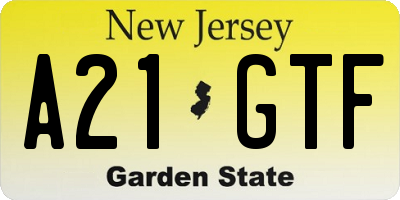 NJ license plate A21GTF