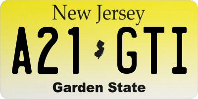 NJ license plate A21GTI