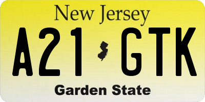 NJ license plate A21GTK