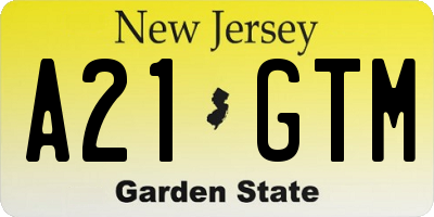 NJ license plate A21GTM