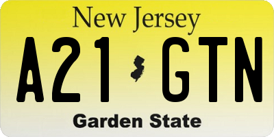 NJ license plate A21GTN
