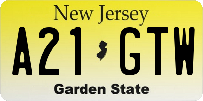 NJ license plate A21GTW