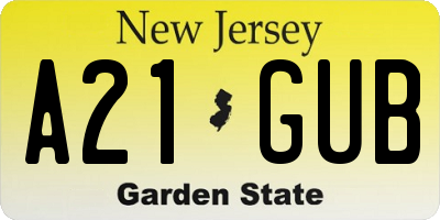 NJ license plate A21GUB