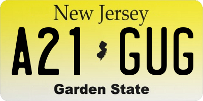 NJ license plate A21GUG
