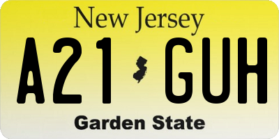 NJ license plate A21GUH
