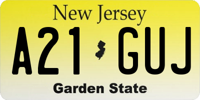 NJ license plate A21GUJ