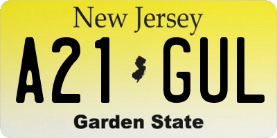NJ license plate A21GUL